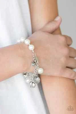 Paparazzi Jewelry Accessories - More Amour - White Bracelet - NEW!! - Image 1 of 4