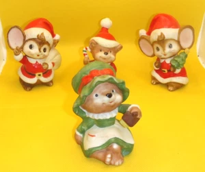 Figuras de cerámica Homco Christmas Mice & Bears años 80 vintage de temporada - Imagen 1 de 14