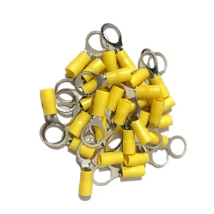 12-10 Gauge Vinyl Ring Terminals Electrical Connectors Yellow - YOU CHOOSE SIZE - Picture 1 of 19