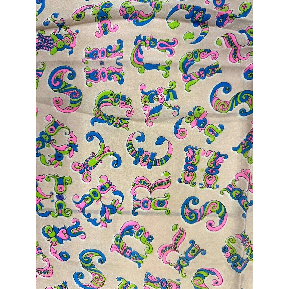 Bufanda Sinfónica Años 50 DE COLECCIÓN LETRAS ABC Bufanda Beige + Rosa Azul Verde 30x33 Foto 1 de 4
