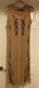 Vestido sin mangas bohemio floral bordado con botones colección MPH de colección talla M - Imagen 1 de 14