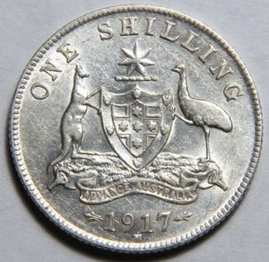 1917 M Australia One 1 Shilling Nice AU Condition -5003- - Picture 1 of 4
