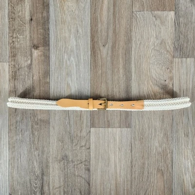 J.Crew Women's Size S/M Small Medium Woven Rope Belt Brass Buckle Cream White - Image 1 of 4