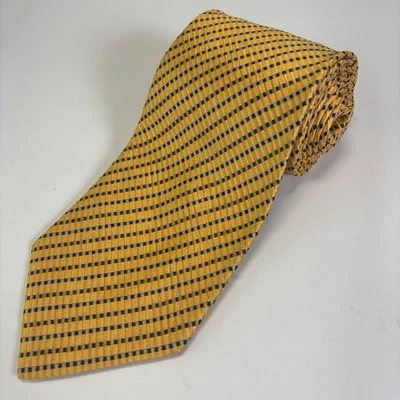 Corbata Valentino Italia Dorada Amarilla Geométrica Texturizada Logo Seda Para Hombre Dorada Foto 1 de 4