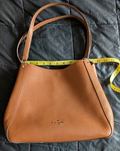 Women's Kate Spade Tan Leather Bag Three Compartments Zipper - Picture 1 of 10