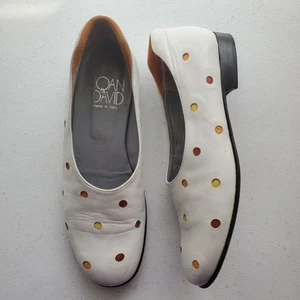 Joan David Damen Slipper Flats, Gr. 38, weißes Leder mit farbigen Punkten Italy - Bild 1 von 7