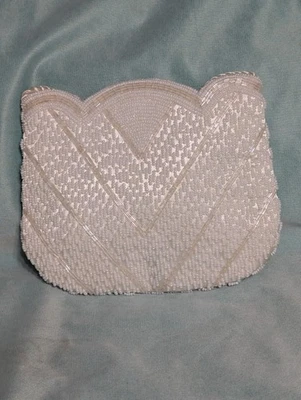#600 Vtg 1980's New With Tags Cream Beaded Small Clutch/Purse - Image 1 of 4
