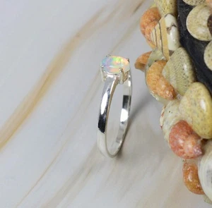 Ethiopian Opal 925 Sterling Silver Gemstone Elegant Ring - Natural Stone - Handm - Picture 1 of 3