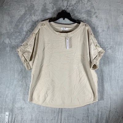 Top para mujer Melissa Paige 2X Lagenlook crema botón acento náutico playa nuevo Foto 1 de 4