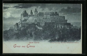 Mondschein-AK Coburg, Blick auf die Veste Coburg  - Picture 1 of 2