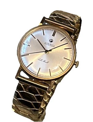 Reloj para caballeros Roamer Pall Mall de oro macizo de 9 quilates con sello y correa de oro de 9 quilates Foto 1 de 4