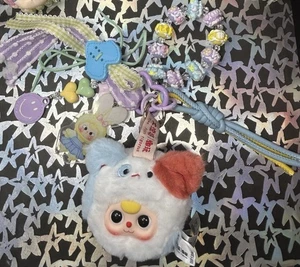 Baby Three Official Keychain With Baby Three Tiny Animal Plush Puppy NEW - Picture 1 of 7