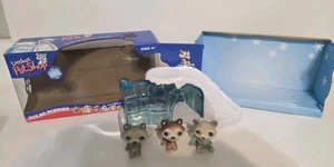 Littlest Pet Shop POLAR PUPPIES Husky Dogs Lot #68 69 70 Playset With Box - Picture 1 of 5