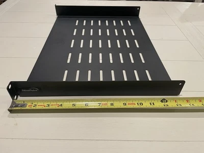 NavePoint Universal Vented Shelf 19 Inches 1U Black 14 Inches Deep 330 mm No Lip - Image 1 of 2