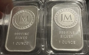 2x barras de plata fina JM Bullion .999 2 oz en total - Imagen 1 de 2