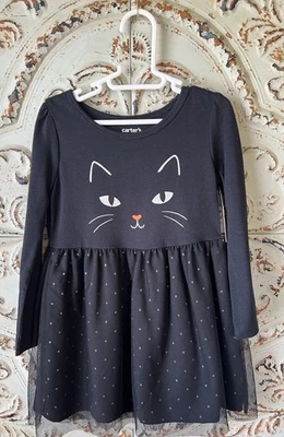 Carter’s Halloween Kitty Cat face dress costume in black polka dot girls size 2T - Image 1 of 4