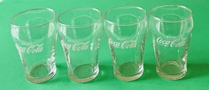 Vintage Getränk Coca Cola klar Glockenform Trinken 4" Gläser weißer Schriftzug - Bild 1 von 6