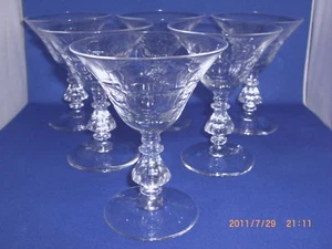 6 Vintage Bryce Glass Shape #895-7 Polished Cut Tall Champagne Sherbets Glasses - Picture 1 of 5