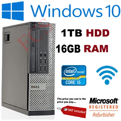 Fast Dell 790 SFF Intel Core i5 HDD 1TB Computer PC 16GB RAM Windows 10 - Image 1 of 4
