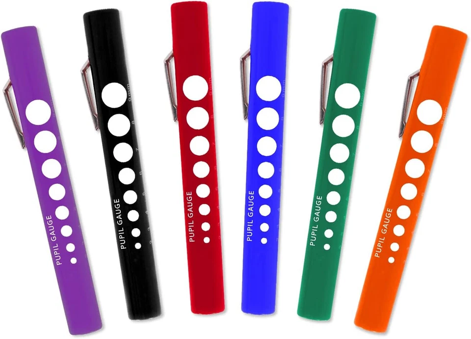 3 Pcs LED Medical Diagnostic Reusable Penlight Pupil Gauge AAA Batteries