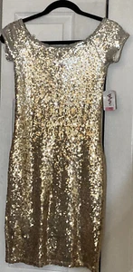 Shiny Sequined Dress junior size S~ gold and silver sequins~short sleeves- NWT - Picture 1 of 6