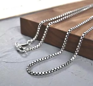 Solid 925 Sterling Silver Mens Unique Micro Tibetan Box Chain Necklace - Picture 1 of 7