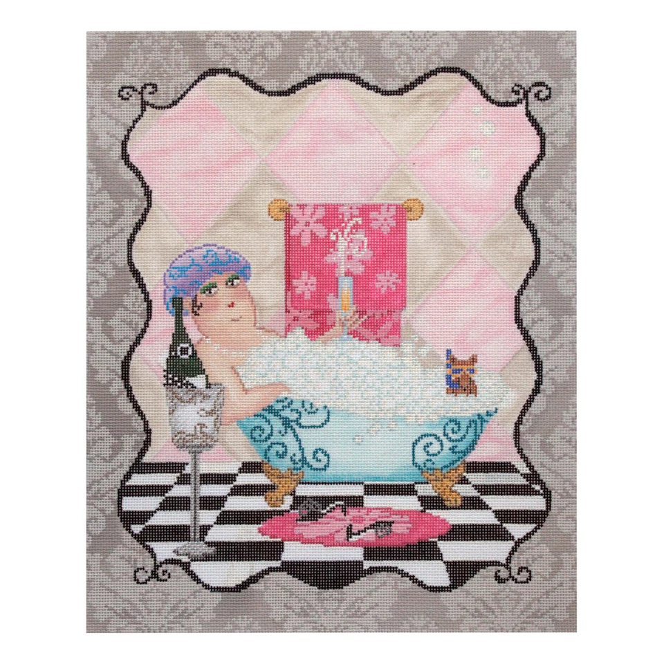 Needlepoint Handpainted CBK Bubbles Bath 10x12 - Image 1 of 1