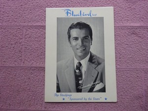 BLUE BIRD STOCKINGS - FILM STARS XXXL SIZED ISSUE MENU CARD # FERNANDO LAMAS  GD