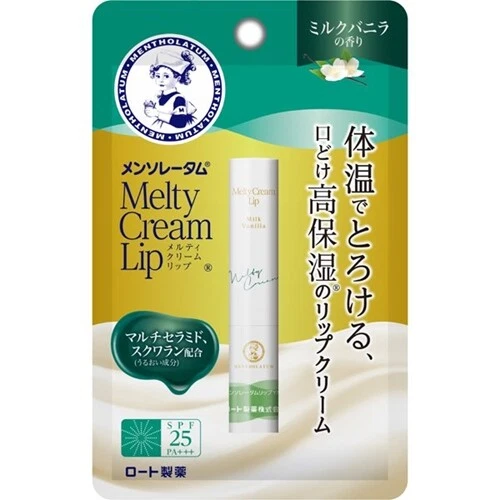 ROHTO Mentholatum Melty Cream Labio 2.4g Leche Vainilla Fragancia FPS25 PA+++ Foto 1 de 1