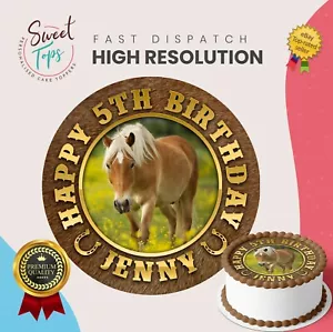 PFERD RUND ESSBAR GEBURTSTAG TORTENAUFLEGER DEKORATION PERSONALISIERT - Bild 1 von 1