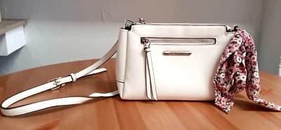 Steve Madden Blanco Bandolera Bolso de Mano Cartera Poliuretano con Bandana Floral Foto 1 de 4