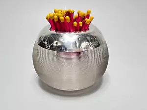 Antike englische Sterlingsilber gerippte Glaskugel große Streichholz Streichholz Halter - Bild 1 von 12