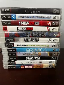Lot 12 Playstation PS3 Games Uncharted Skyrim Lego Call of Duty Rock Band CIB - Picture 1 of 6