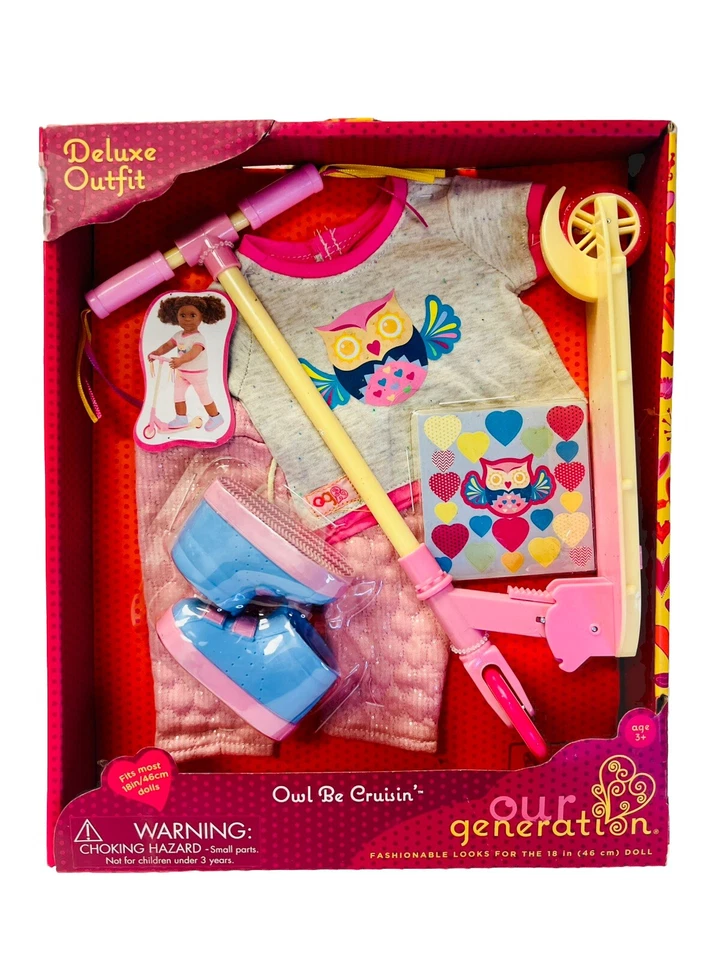 Our Generation Owl Be Cruisin Doll Deluxe Outfit 18 Inch Dress Scooter