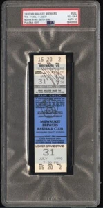 1990 Jul 31 NOLAN RYAN Signed 300th Win Ticket Stub PSA 4 PSADNA Auto 10 Brewers - Picture 1 of 2