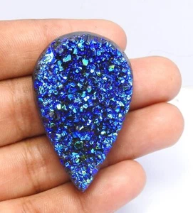100.70 CTS NATURAL CRYSTAL FLAME AURA TITANIUM DRUZY PEAR GEMSTONE DYED DR-148 - Picture 1 of 10