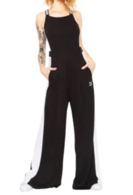 Puma Archive T7 Overall Jumpsuit Wide Leg Black White Tank Scoop Women Small - image 1 of 4