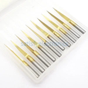 2PCS 3.175mm Carbide PCB Engraving Bits CNC Router Tool 10 Degrees 0.1mm V-Shap - Picture 1 of 4
