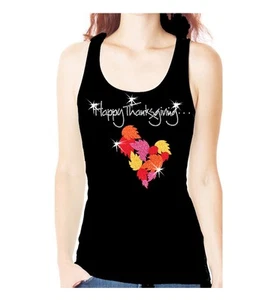 CAMISETA SIN MANGAS FELIZ DÍA DE ACCIÓN DE GRACIAS CON ESTRÁS BLING - Imagen 1 de 2