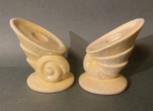 Gonder Pottery Conch Shell Seashell Candle Holders 552 Vintage 1940s SET OF TWO - Picture 1 of 8