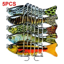 5 * 10cm Multi Jointed Fishing Plastic Swimbait Treble Hook Hard Bait 15.5g