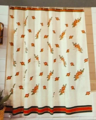 Christmas Poinsettia Shower Curtain & Liner - Only used as guest bath decoration - Image 1 of 4
