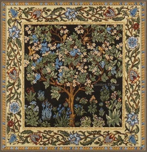 WALL JAC. WOVEN MEDIEVAL TAPESTRY Tree of Life WILLIAM MORRIS ANTIQUE ART DECOR - Picture 1 of 2