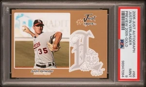 2005 Just Minors Auto Preview Rookie /100 GOLD #66 Justin Verlander RC SP PSA 9 - Picture 1 of 6