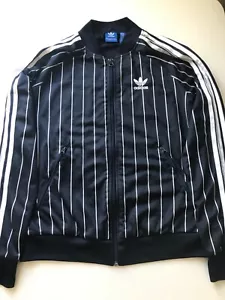 Adidas Originals Firebird schwarz Nadelstreifen Track Top Jacke - Retro-Stil - Größe 10 - Bild 1 von 12