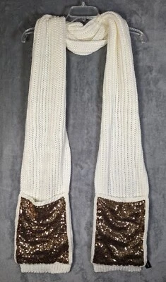 Шарф кремовый International Concepts с золотыми блестками вязаный с карманами красивый! - Изображение 1 из 4