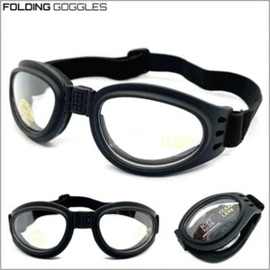 MOTORCYCLE Riding Padded Folding Pocket GOGGLES Protective Eyewear Clear Lens - Picture 1 of 10