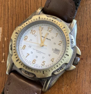 Milan Camper Style watch w Analog Date Dial Canvas Leather Band Works MLN37602W - Picture 1 of 8