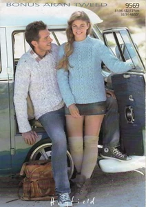 ~ Sirdar Knitting Pattern For Aran Sweater With Round & Stand-Up Necklines ~  - Picture 1 of 1