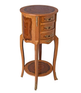 Baroque Night Console Wood Inlay Drum Dresser Bedside Table Night Table Antique - Picture 1 of 5